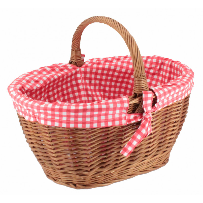 Einkaufskorb Bäcker gefüttert, Stoffmuster sort. Einkaufskorb Bäcker gefüttert, Stoffmuster sort.