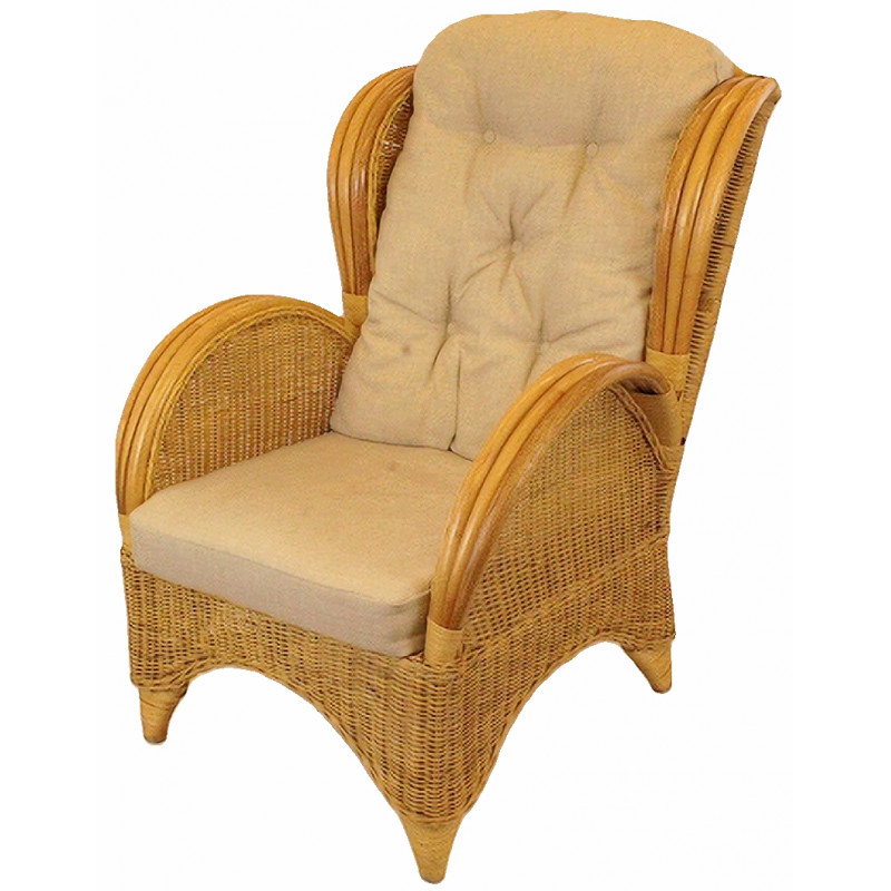 Fauteuil Rattan honig Hochlehner mit Polster S/626