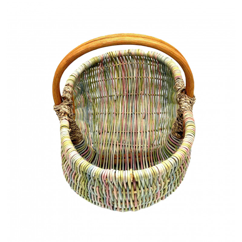 Einkaufskorb Peddigrohr grün-rosa, gr. farbl.sort. Einkaufskorb Peddigrohr grün-rosa, gr. farbl.sort.