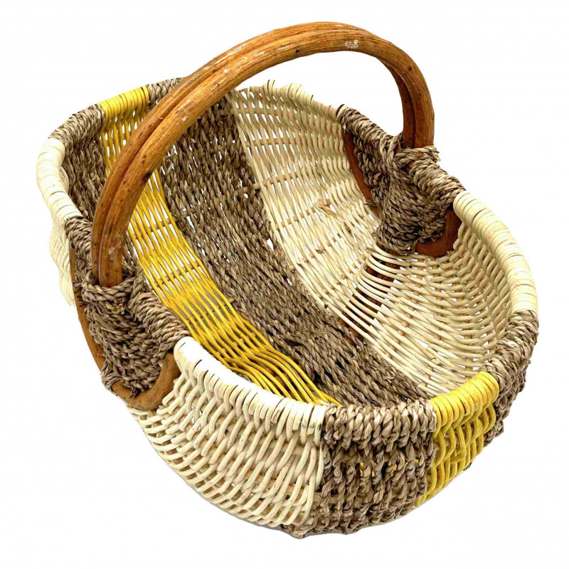 Einkaufskorb Peddigrohr-Seegras natur-gelb,gr. farbl. sort.