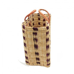 Binsen-Tasche lila/natur/kariert Größe II