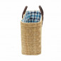 Binsen-Tasche natur mit Stoffzug grün karr. Gr. II Binsen-Tasche natur mit Stoffzug grün karr. Gr. II