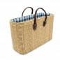 Binsen-Tasche natur mit Stoffzug grün karr. Gr. II Binsen-Tasche natur mit Stoffzug grün karr. Gr. II
