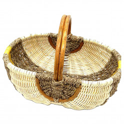 Einkaufskorb Peddigrohr natur/gelb/Seegras, kl. farbl. sort.